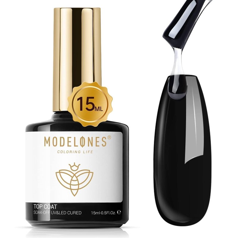 Modelones Gel Top Coat & Blooming Gel Nail Polish Set - 15ml Each | Nail Art Palette Included