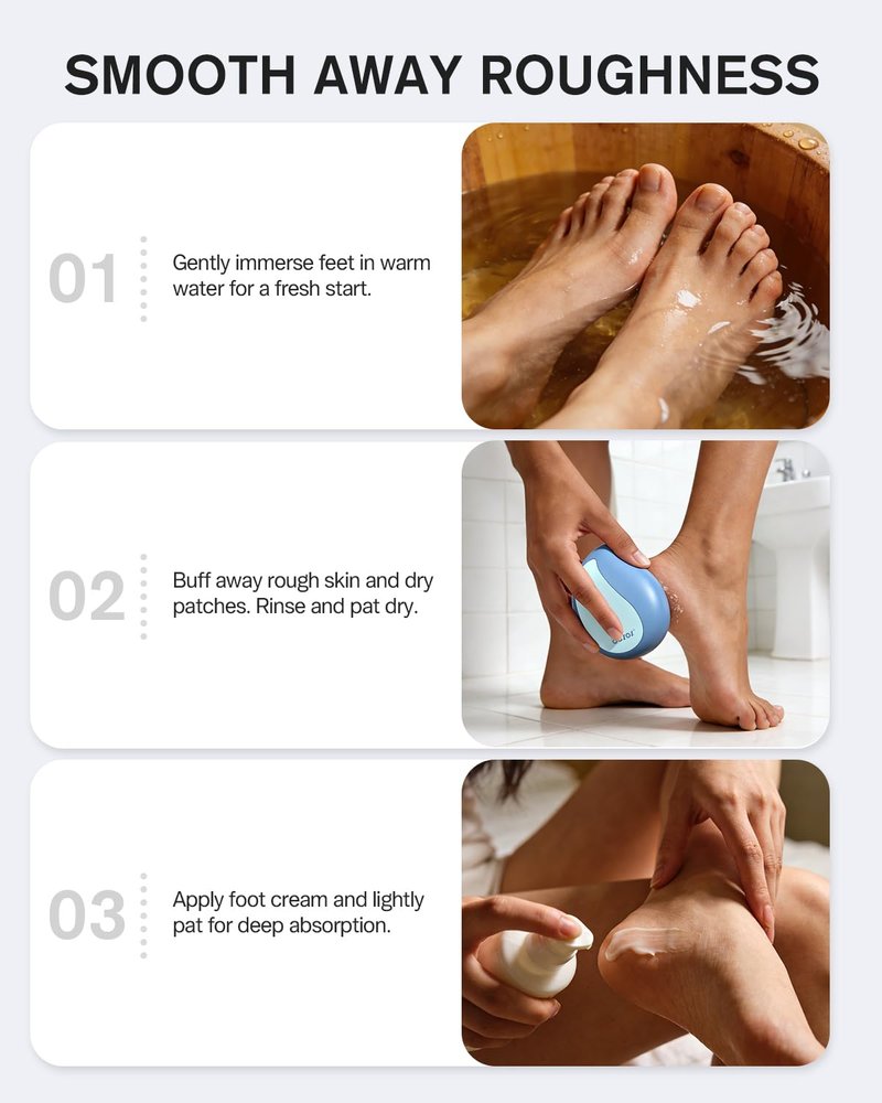 BEZOX Glass Foot File Callus Remover – Professional Foot Scrubber for Dead Skin & Cracked Heels – Premium Pedicure Tools for Travel with Protective Cover - Blue