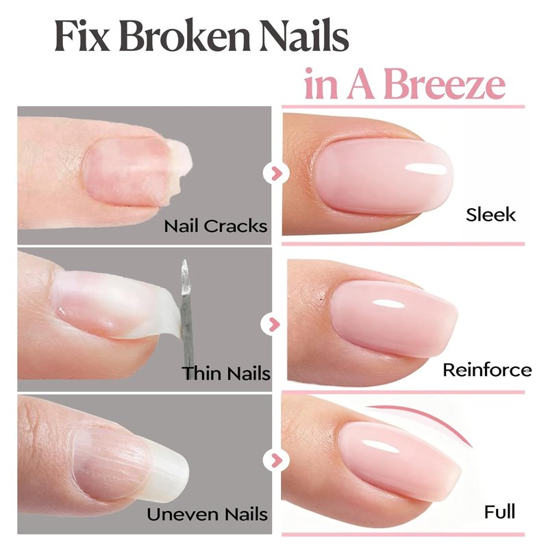 Builder Gel for Nails - 7-in-1 Rose Blush Self-Leveling Nail Strengthener | 18ml UV/LED Soak Off for Beginners