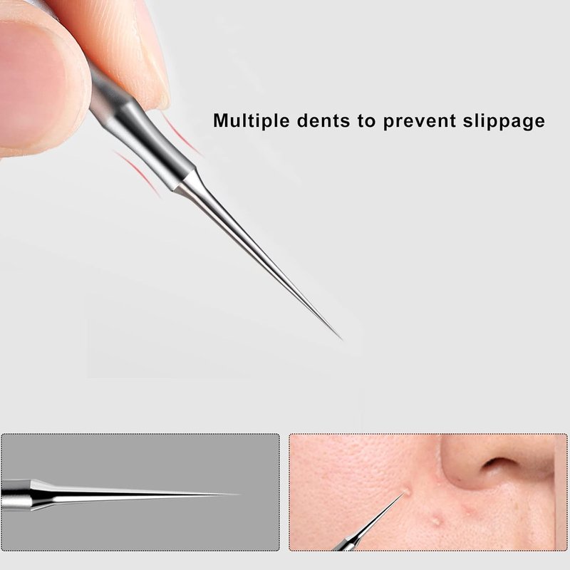 Pointed Blemish Removal Tool - 2-in-1 Stainless Steel Skin Care Instrument for Face & Nose