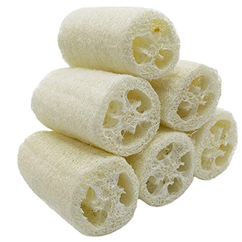 Natural 6 Pack of 4 inch Loofah, Serdokntbig SPA Exfoliating Scrubber for Skin Care in Bath, Best Luffa Body Scrub Sponge, Remove Dead Skin