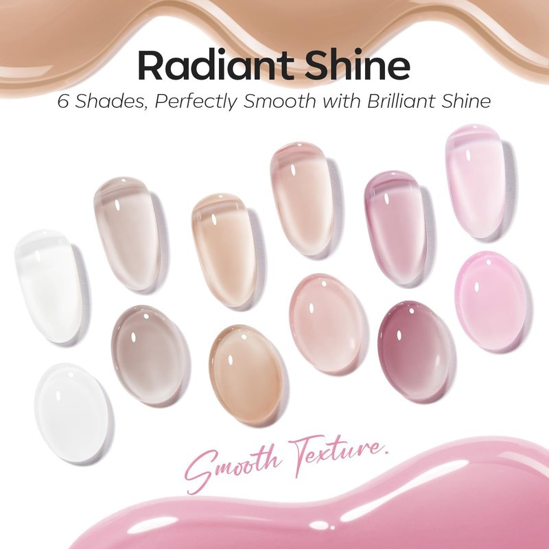 modelones Jelly Gel Nail Polish Set, French Tip Base Color Gel Polish Milky White Nude Pink Neutral Sheer Translucent Hema Free 6 Colors Gel Nail Kit Soak Off UV Spring DIY Manicure Gift Women