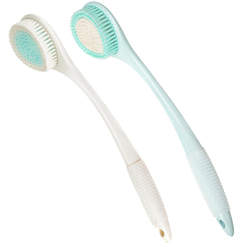 BEDELITE Back Bath Brush Long Handle for Shower of 2 - Soft Shower Brush for Men & Women,Back Brush Scrubber - 16.4" Long Skin Exfoliator for Bath Scrubber Body Brush（Blue & Ivory）