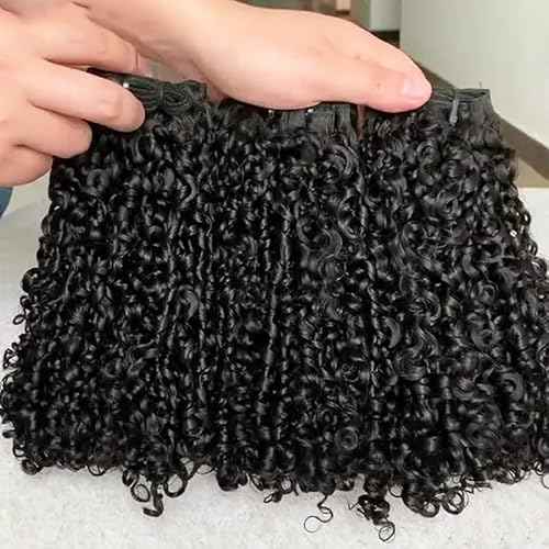 16A Double Weft Pixie Bouncy Curly Human Hair Bundles 16 18 20 Inchs Burmese Curly Human Hair Bundles 3C4A 100% Unprocessed Brazilian Raw Virgin Hair Extensions Quick Weave Extensions Natural Color