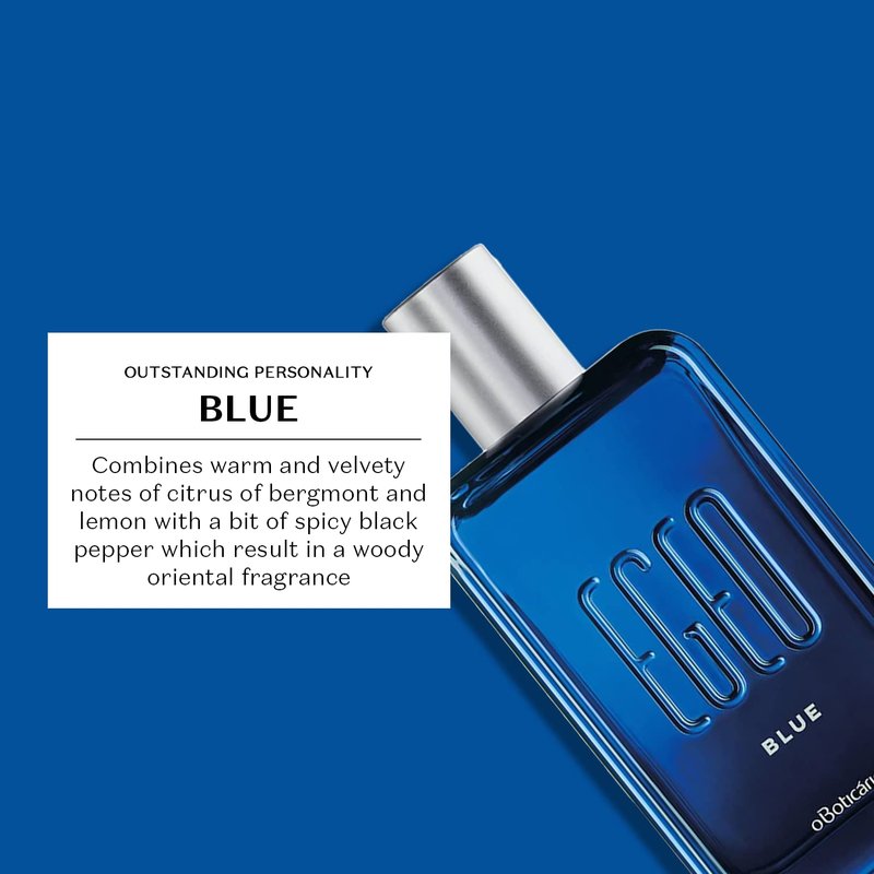 O BOTICARIO Egeo Blue Eau de Toilette, Long-Lasting, Fresh Citrus & Woody Men's Cologne Fragrance, 3 Ounce