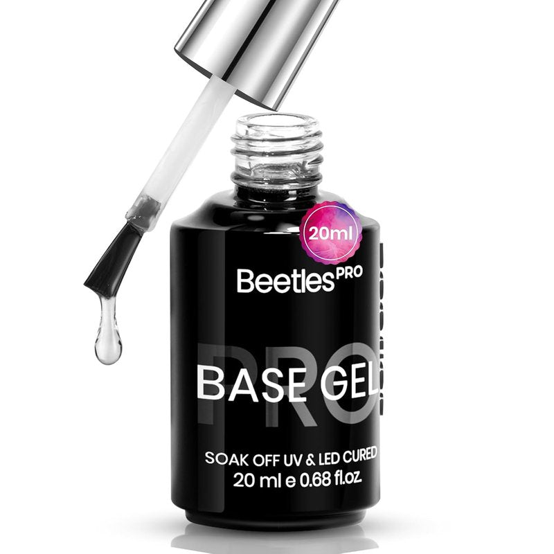 Beetles Pro Gel Base Coat - Hema-Free & Self-Leveling 20ml | Long-Lasting Soak-Off Gel for LED/U V Lamps