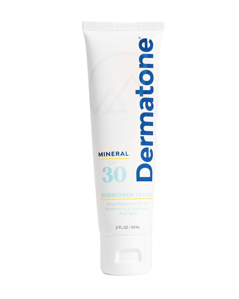 Dermatone Mineral Sunscreen Lotion SPF 30 | Face and Body Sunscreen | Sensitive Skin | Reef Safe | Unscented, Lightweight, Non-Greasy, Non-Nano Zinc Oxide Protection | 2 oz