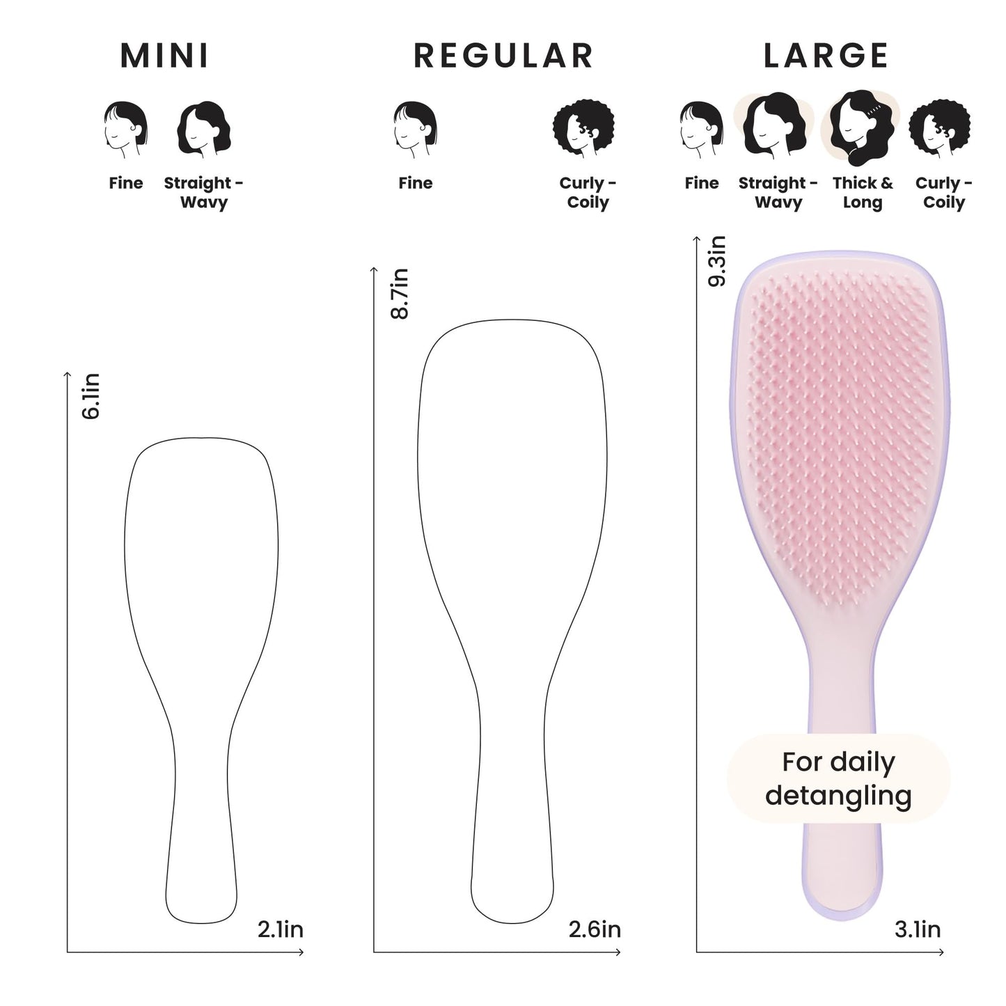 Tangle Teezer Ultimate Detangler Hairbrush for Wet & Dry Hair, Eliminates Knots & Reduces Breakage for Long, Thick, & Curly Hair Types, Large, Pink & Purple