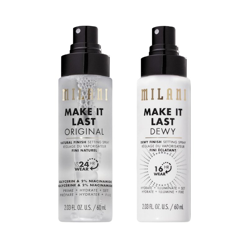 Milani Setting Spray & Primer - Make It Last Original & Dewy Finish with Niacinamide - 2 Pack