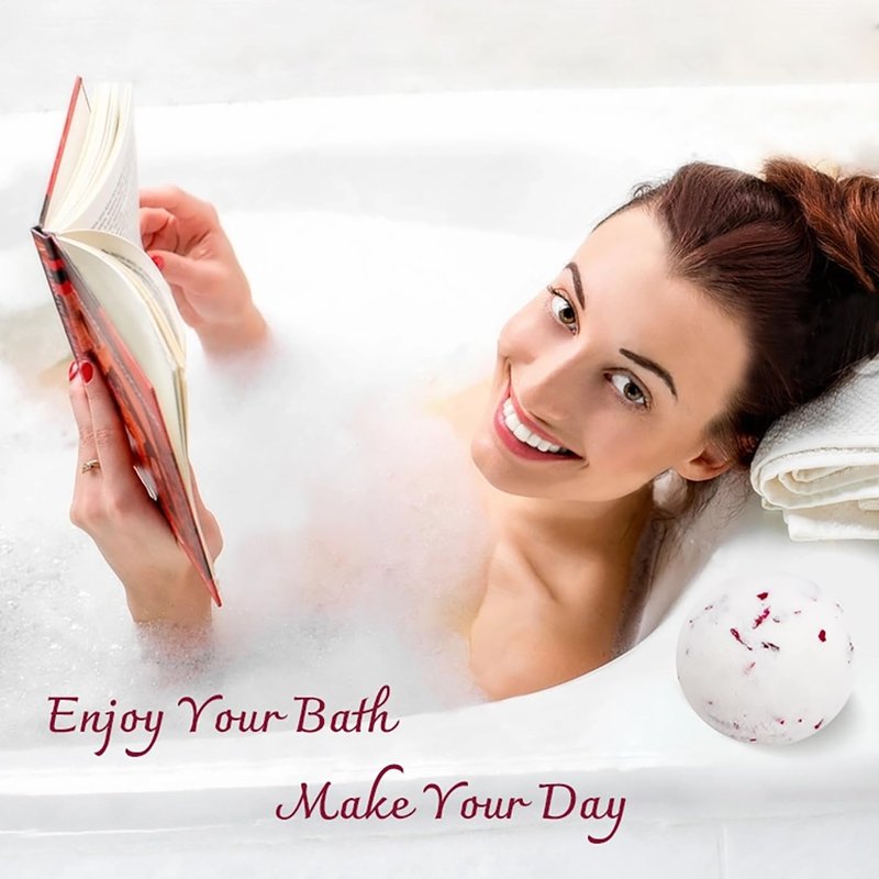 Fumgranth Bath Bombs for Women Spa Gift Set with Rose Milk Essential Oils Sea Salt Moisturizing Relaxing Birthday Gift for Her Bubble Bath Skincare Relaxation Aromatherapy Gifts 2 Pack