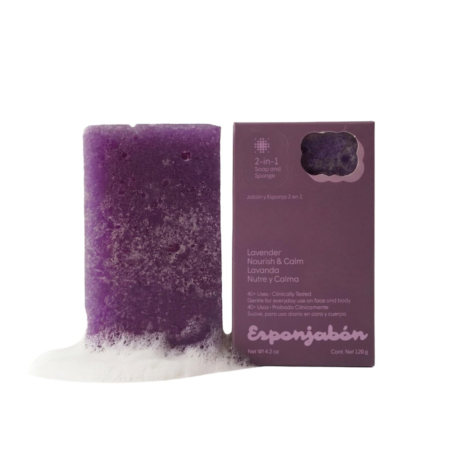 T.Taio Esponjabon Soap Sponge - Cleansing Shower Scrubber - Cleaning Bath Wash Scrub - Oil Removal - Massage & Lather Foot, Elbow, & Face - Bathroom Accessories - Fresh Lavender Scent