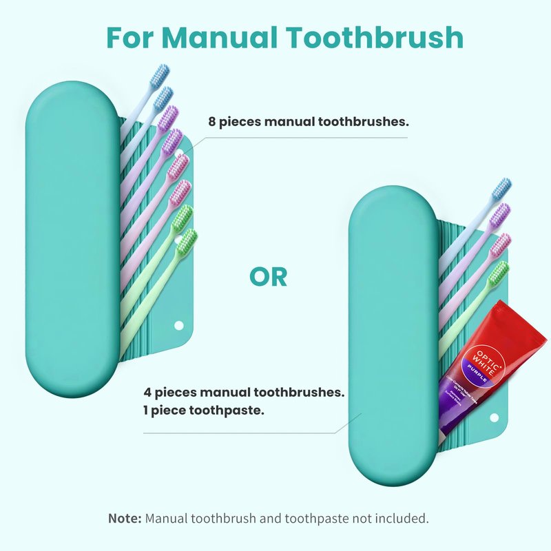 iTokGok Silicone Electric Toothbrush Travel Case, Manual Toothbrush Travel Cover for Men and Women,Toothbrush Holder for Travel,Gym and More, Fits Most Manual and Electric Toothbrushes - Mint Green