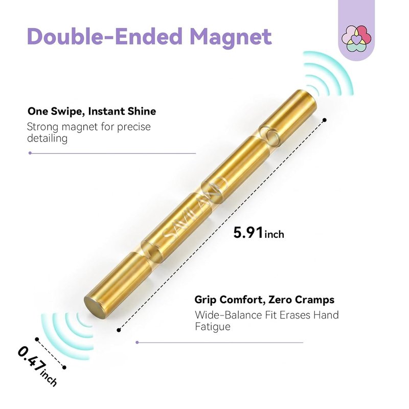 SAVILAND Cat Eye Nail Magnet - 5X Stronger Golden Double-Head Design for Stunning Nail Art