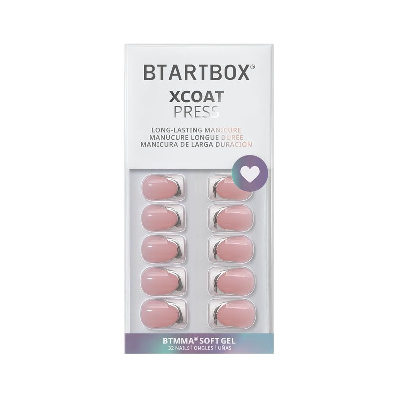 BTArtbox Press On Nails Short - Ice Veil, 3D Silver Lines White French Tip Square Press On Nails with Glue and Adhesive Tabs for Women in 16 Sizes - 32 Soft Gel Glue On Nails Kit