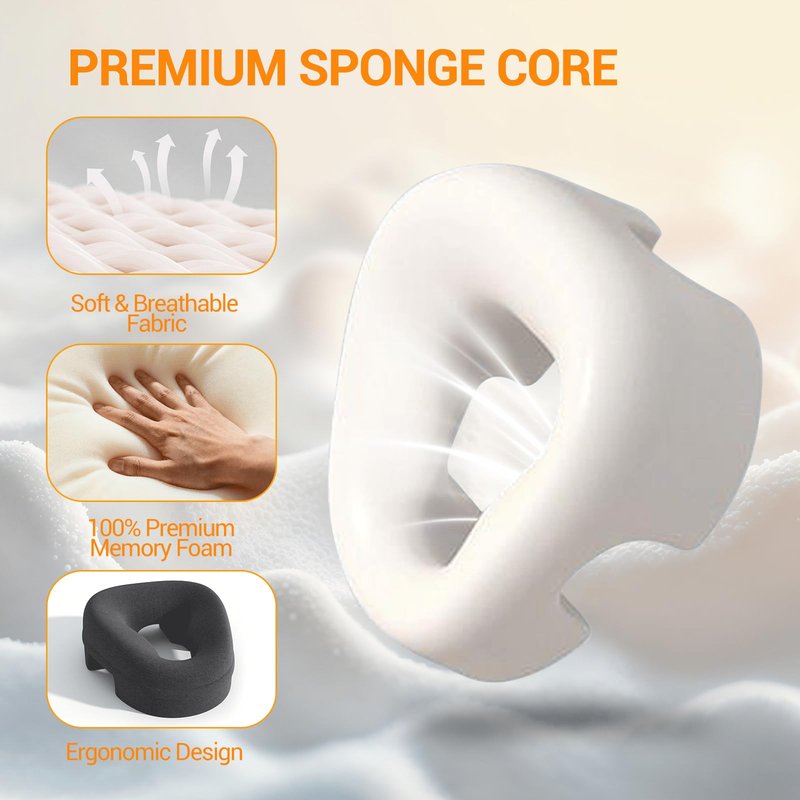 Face Down Pillow Massage Headrest for Bed, massage pillow on massage table, Piercing Pillows, Sleeping Pillow, Face Cradle After Eye Surgery, memory Removable Cover with Breathable Design, Light Grey