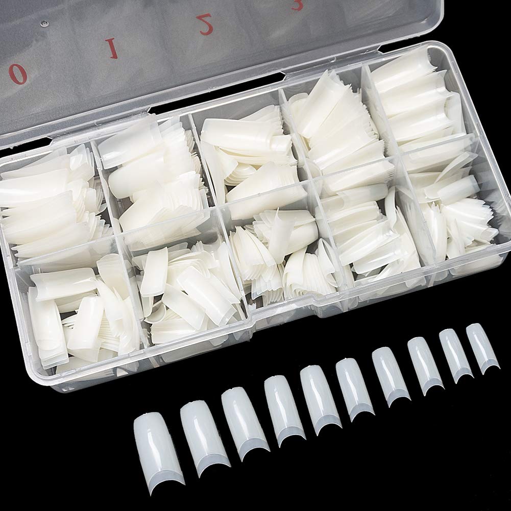 Soft Gel False Nail Tips - 500PCS Half Cover Acrylic Tips for French Style Manicure | 10 Sizes in Box