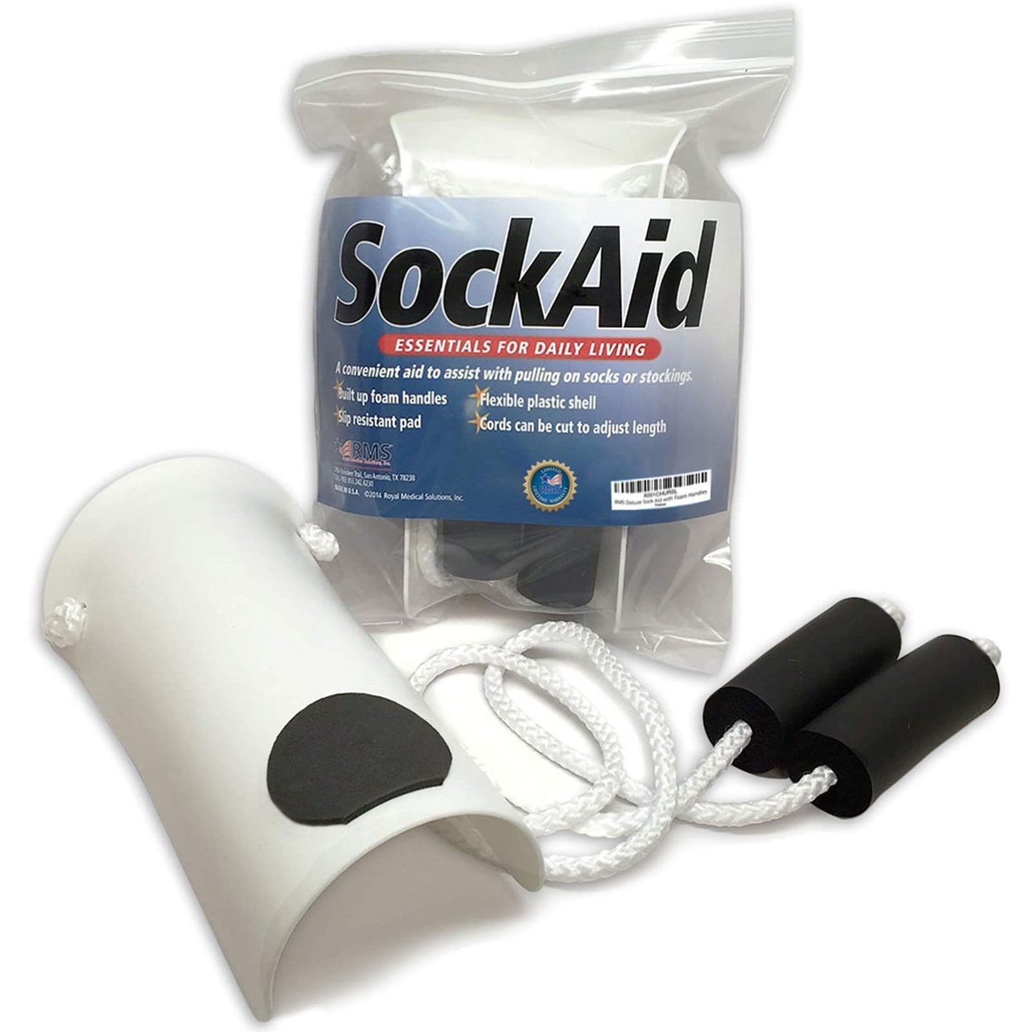 RMS Deluxe Sock Aid - Socks Helper with Foam Handles for Regular Socks