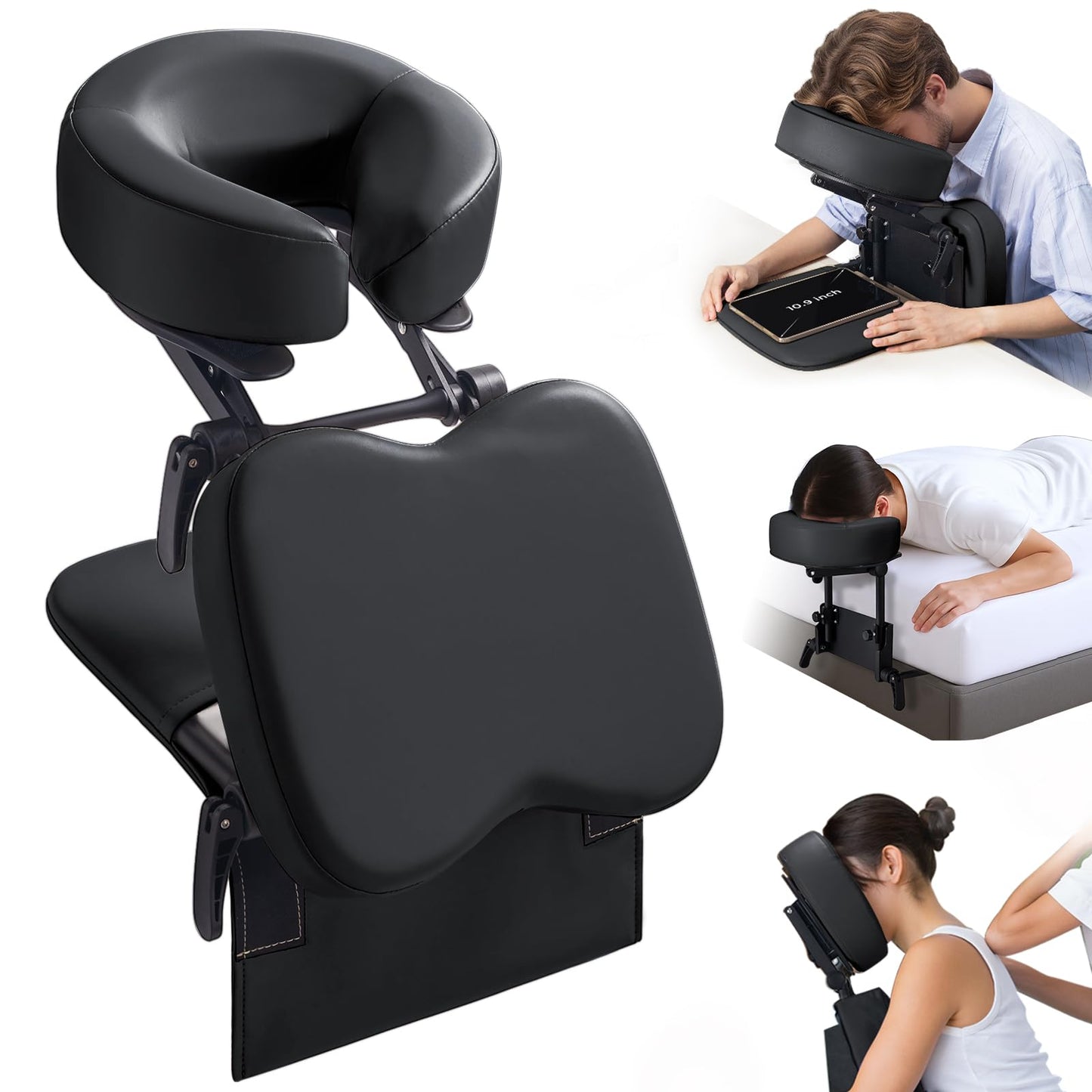 Udefineit 3 in 1 Multifunctional Portable Face Down Cradle Massage Kit for Desktop, Massage Bed & Home Mattress, Deluxe Adjustable Headrest Face Pillow Bracket for Office Sleeping Nap Rest