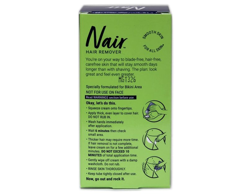Nair Hair Remover Bikini Cream With Green Tea Sensitive Formula 1.70 Oz (Pack Of 5)