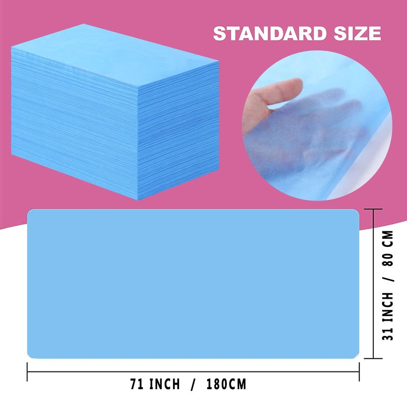 31" x 71" Disposable Bed Sheets for Massage Table Waterproof Massage Table Sheet Soft Non Woven Fabric SPA Bed Cover Breathable for Massage Beauty Tattoos 100PCS (Blue)