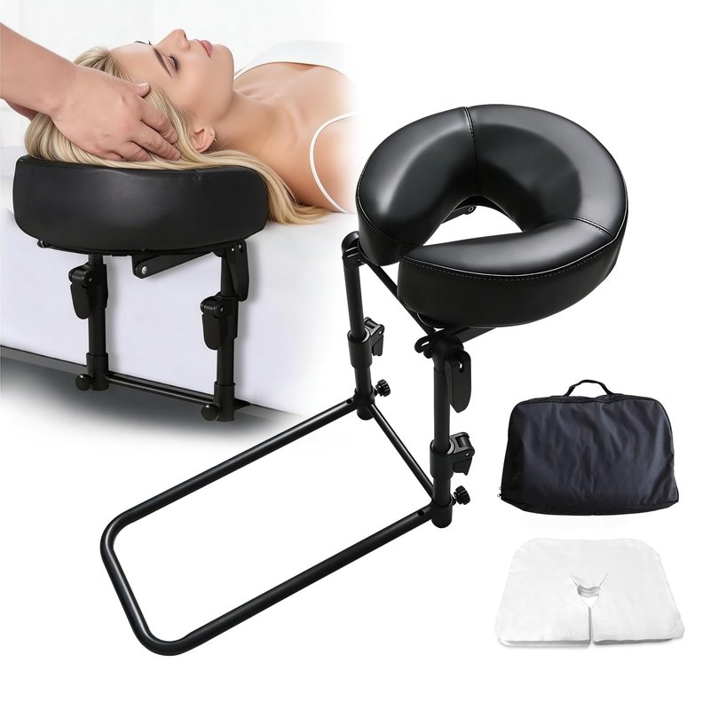 ErgoHolder Massage Headrest for Bed, Adjustable Home Use Massage Face Cradle, Portable Massage Table Kit for Sleeping Mattress, Face Down Pillow After Eye Surgery with Storage Bag & Disposable Covers