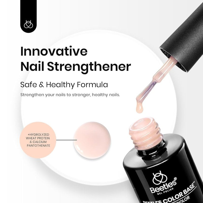 Beetles Rubber Base Gel Nail Polish - 15ml Neutral Nude Pink Builder Coat for Nail Art Design