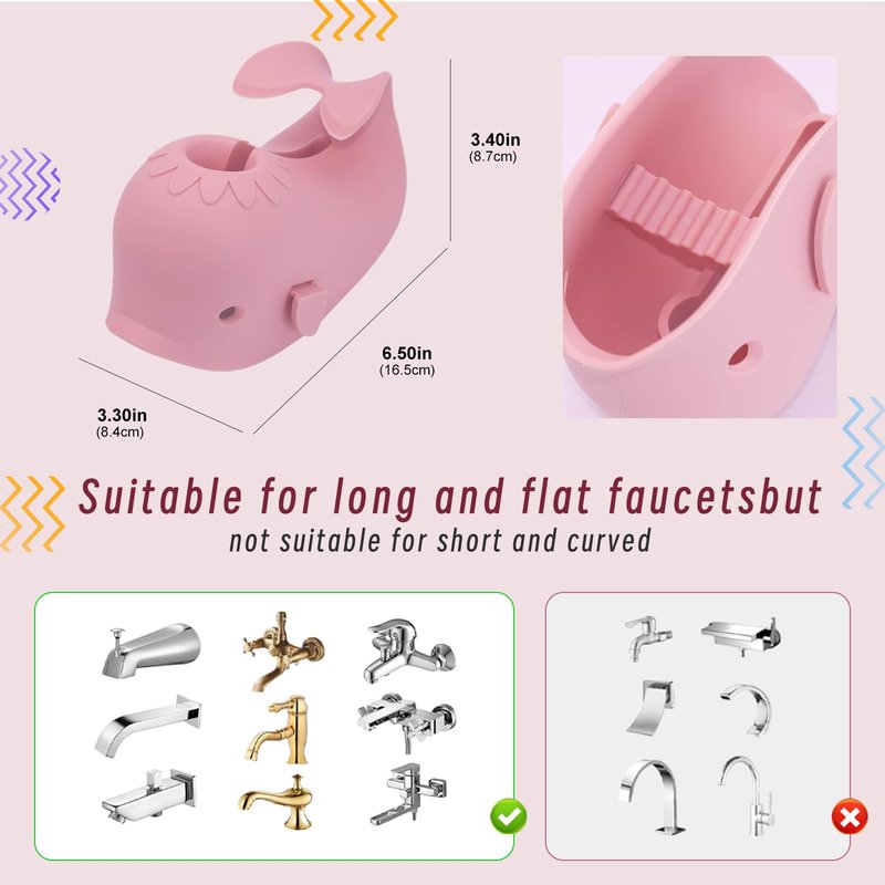 Bath Faucet Cover for Kids，Bath Spout Cover for Baby are Suitable for Most Bathtub Faucet,Spout Cover Bathroom Tub Adds Fun to Your Baby in The Shower.(Pink+Brush)