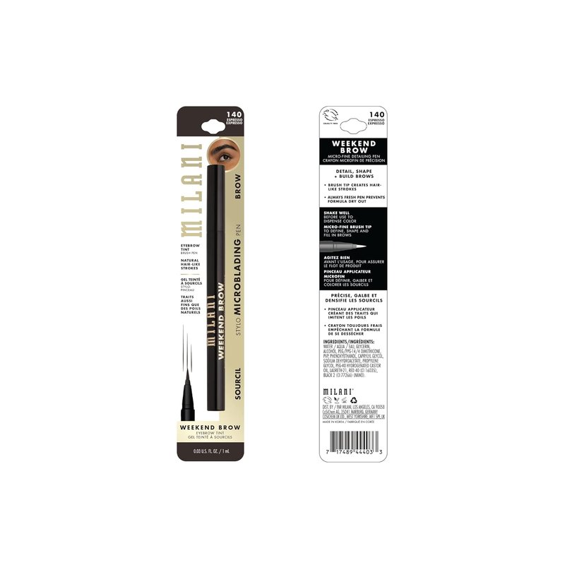 Milani Weekend Brow Eyebrow Tint - Long-Lasting Formula in 140 Espresso Shade