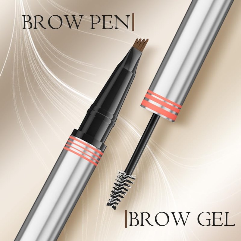 Skiennix 2-in-1 Eyebrow Pencil - Waterproof Dual-Ended Microblading Pen with Brush & 4 Tips | Gray