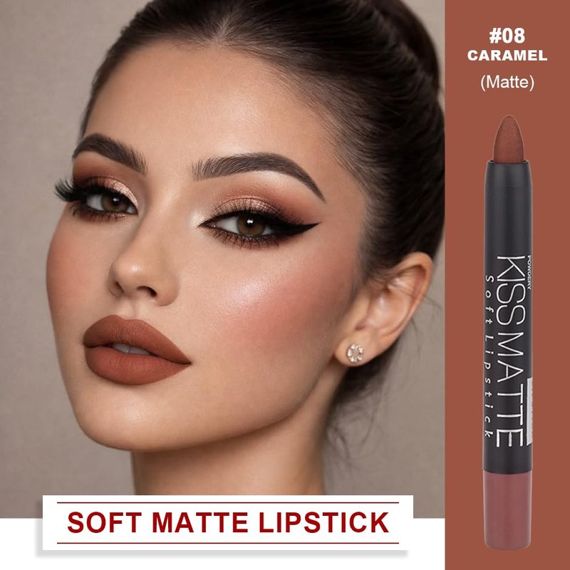BINGBRUSH Smooth Longwear Lipstick Pack Set, Matte Color Stick Ultimate Lip Crayon for Makeup Collection - Waterproof Velvet Lipgloss Lip Stain (08#)