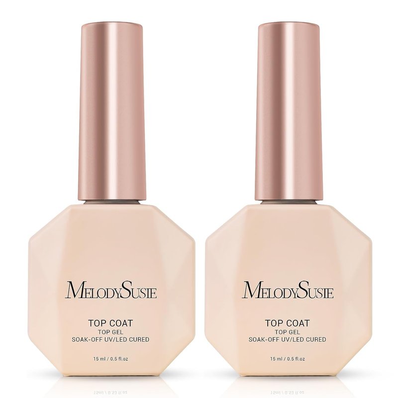 No Wipe Glossy Top Coat - Long Lasting Shine Finish | 2 Pcs 15ml Clear Nail Polish for Manicure Art