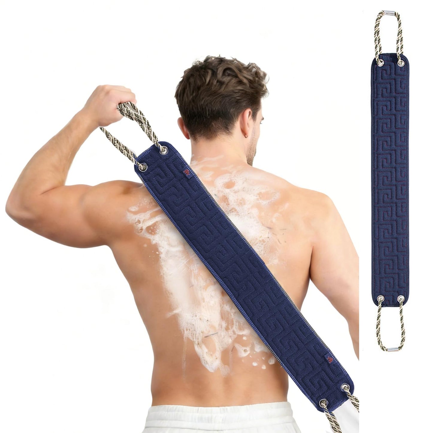 Back Scrubber for Shower for Women Men, 38 Inches Double-Sided Exfoliating Body Scrubber with Handles, Back Washer for Shower, Bath Scrubber for Body, Back Exfoliator Body Cleaner to Scrub Your Skin