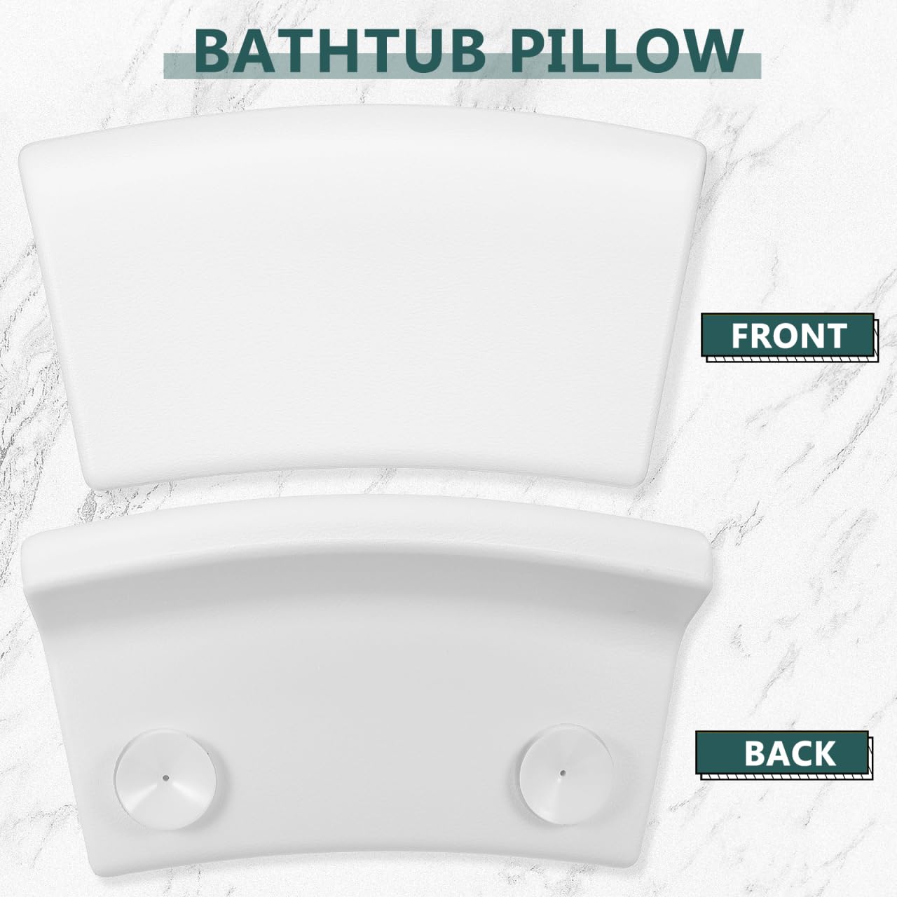 POPETPOP Bath Pillow for Tub - PU Wave Bath Pillow, White Bath Tub Pillows for Head and Neck, Waterproof Tub Pillow for Women Men Home, Hotel, Salon, Spa, Bathtub Accessories (11.59'' X 5.70'')