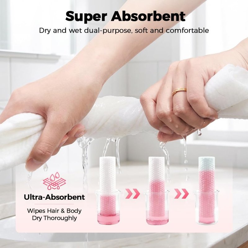 Compressed Face Towels - Ultra Soft Portable Washcloth Tablets for Travel | Pink, 30pcs