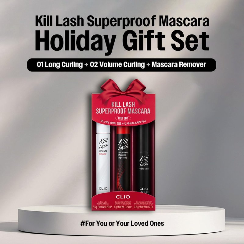 CLIO Kill Lash Superproof Mascara Set - Waterproof Long Curling & Volume Mini with Remover | Smudge-Resistant
