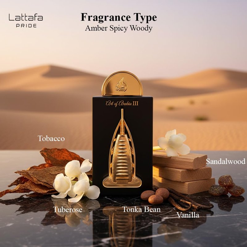 Lattafa Pride Art Of Arabia III Eau de Parfum Spray for Unisex, 3.4 Ounce