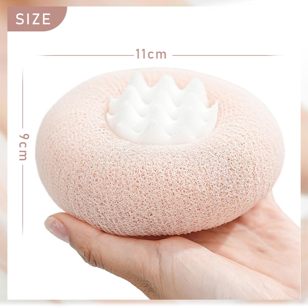 Super Soft Sunflower Suction Cup Bath Ball, 2026 Upgraded 2-in-1 Sunflower Bath Ball Exfoliating Bath Sponge Cleaning Brush, Sponge Mesh Pouf Shower Ball for Women, Men Shower (Purple+Green)