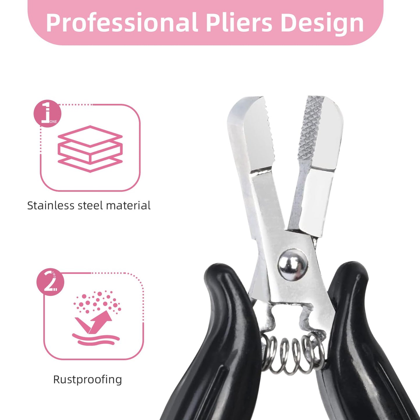 Vlasy Fusion Bond Crusher Tool,K Tip Extension Remover,Professional Hair Extension Pliers for Micro Beads Nano Rings,Bonding Keratin Hair Extensions Remover Tool(Thread Shape,Black)