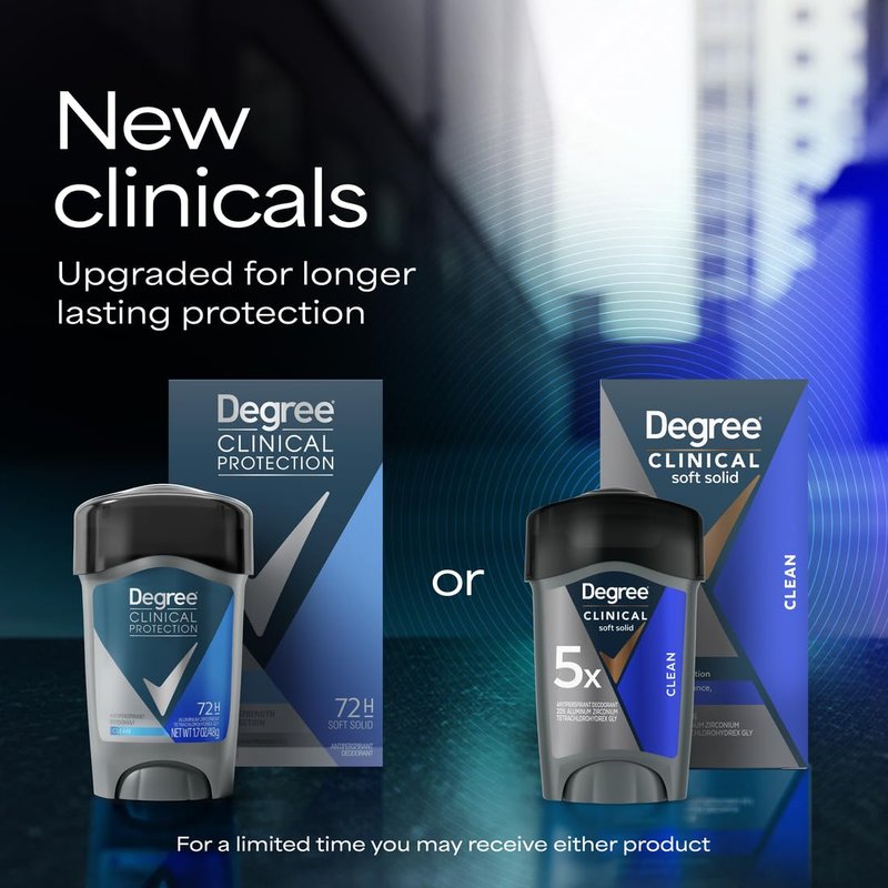 Degree Men Antiperspirant Deodorant Clean 72-Hour Sweat & Odor Protection Prescription-Strength Antiperspirant For Men with MotionSense Technology 1.7 oz