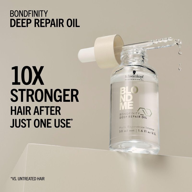BlondMe Bondfinity Deep Repair Oil for Blonde Hair, 1.6 Fl Oz | Reduces Frizz | Heat Protection | Prevents Breakage |For Blonde, Lightened, & Grey Hair