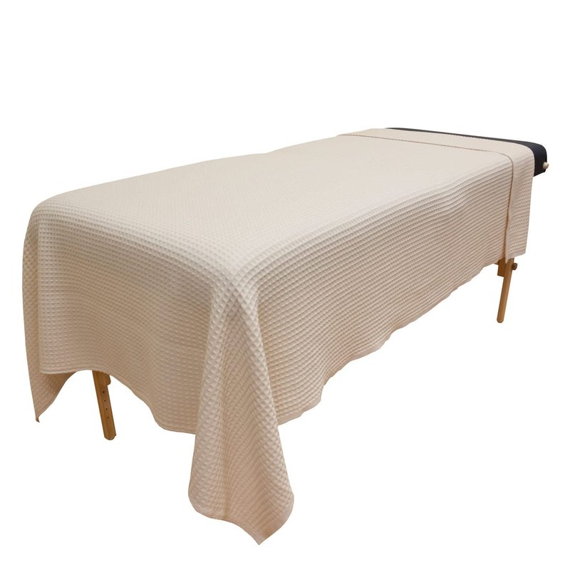 Body Linen Waffle Weave Massage Table Blankets - Soft and Stylish 50/50 Polyester-Cotton Blend - 66 by 90 inches -Available in White, Natural and Gray - 1 Pack Natural