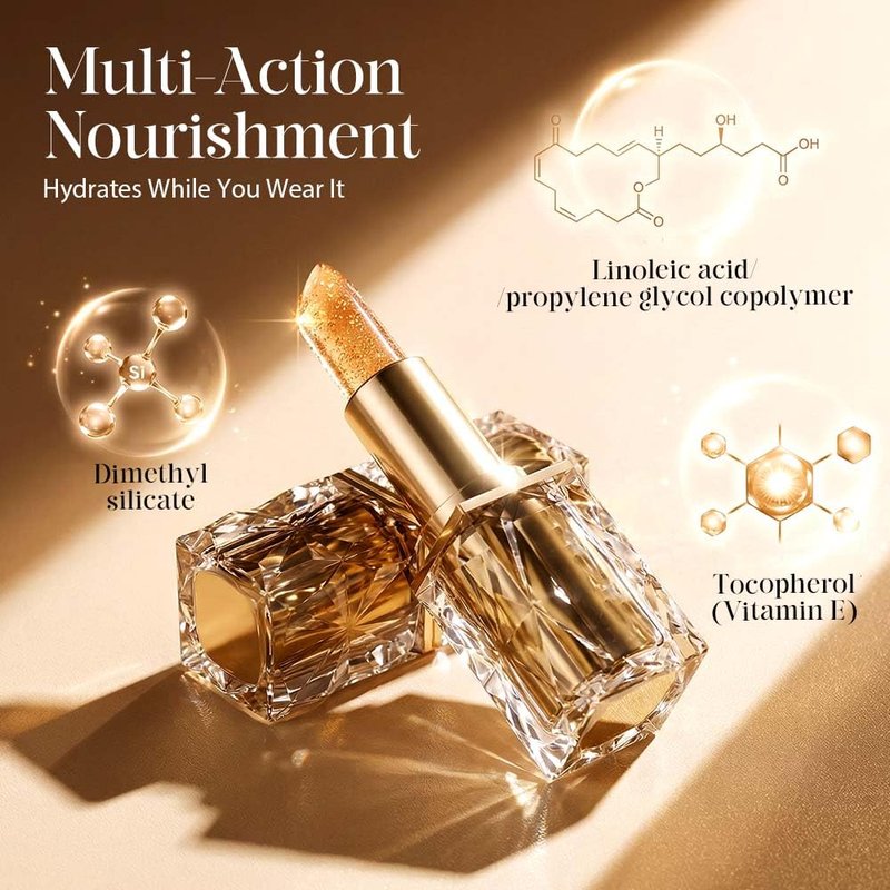 Color Changing Lipstick, Transferproof Gold Crystal Ph Lipstick Color Changing, Clear Lip stick That Changes Color, Nourishing Long Lasting 24 Hours Moisturizing Shine Lip Gloss for Women (M01) | ph adaptive lipstick