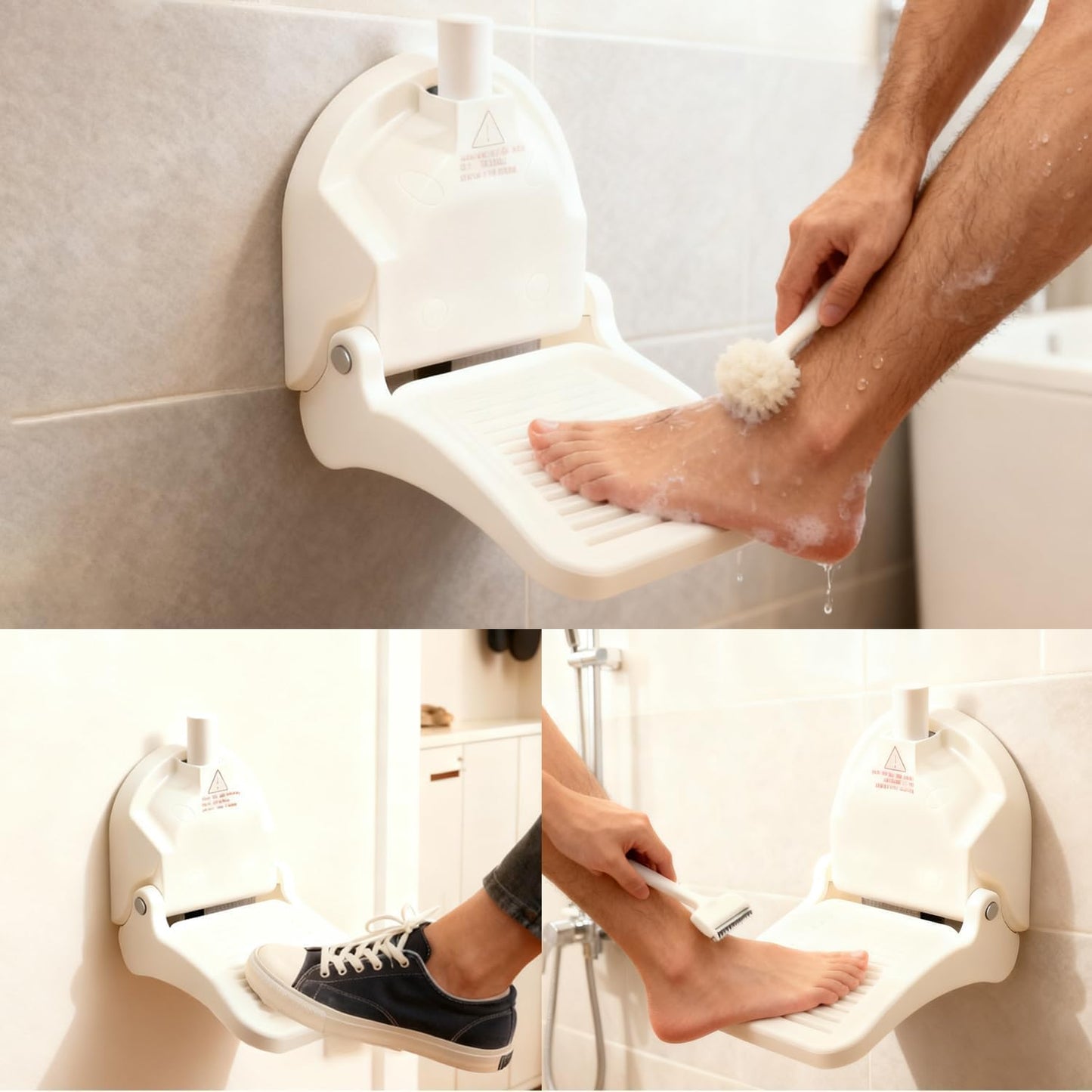 Skiennix Shower Foot Rest - Foldable Anti-Slip Tool for Easy Leg Shaving | Portable for RV & Travel