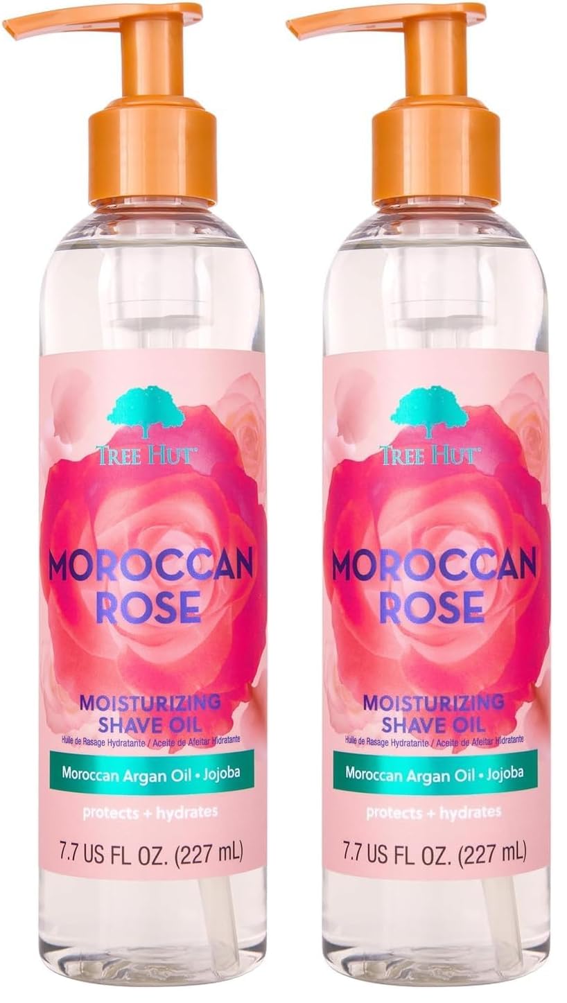 Tree Hut Moroccan Rose Shave Oil - Hydrating Gel-to-Oil Formula for Smooth Shaving | 7.7 fl oz (Pack of 2)