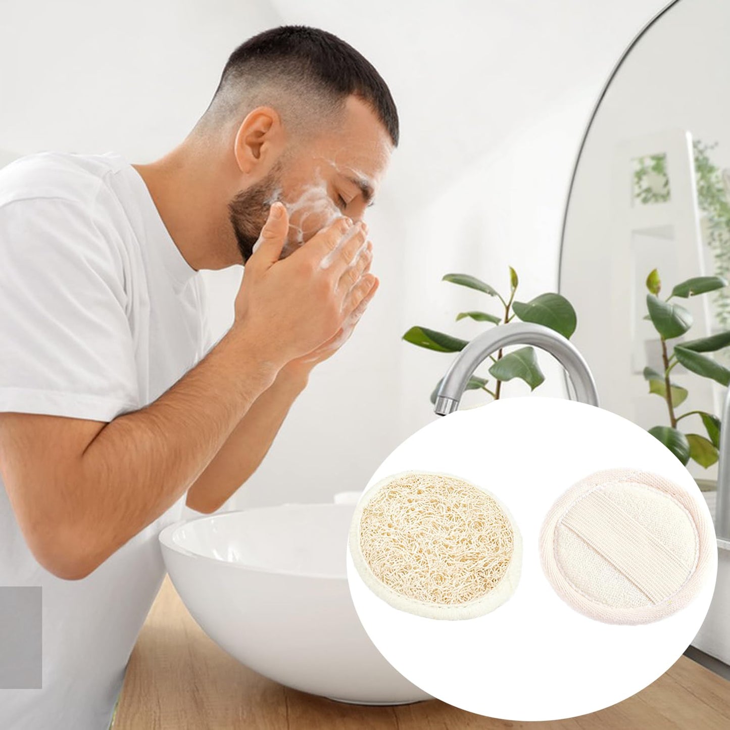 ArrErr 6 Pack Exfoliating Facial Sponge Natural Loofah Face Scrubber Exfoliating Facial Cleansing Pads Exfoliator Face Sponge Dead Skin Remover for Daily Cleaning and Makeup Pores Blackheads Removal
