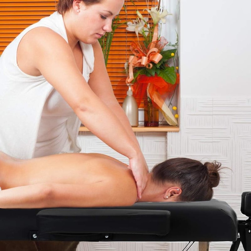 BestMassage Portable Massage Table - 24 Inch Wide, Height Adjustable, Includes Towel Hanger & Bolsters