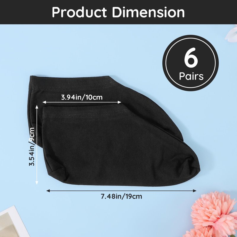 Segbeauty 12 Count Moisturizing Cotton Socks for Women, 6 Pairs Sleep Socks for Cracked Heel Repair, Foot Care Spa Moisture for Dry Feet Overnight, Black Sleeping Gel Lotion Sock for Cracked Heels