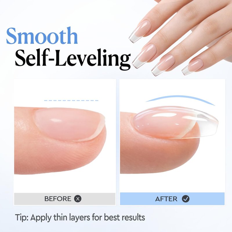 Clear Builder Gel for Nails - 7-in-1 Self-Leveling Nail Strengthener | 18ml UV/LED Soak Off for Apex, Extension & Overlay