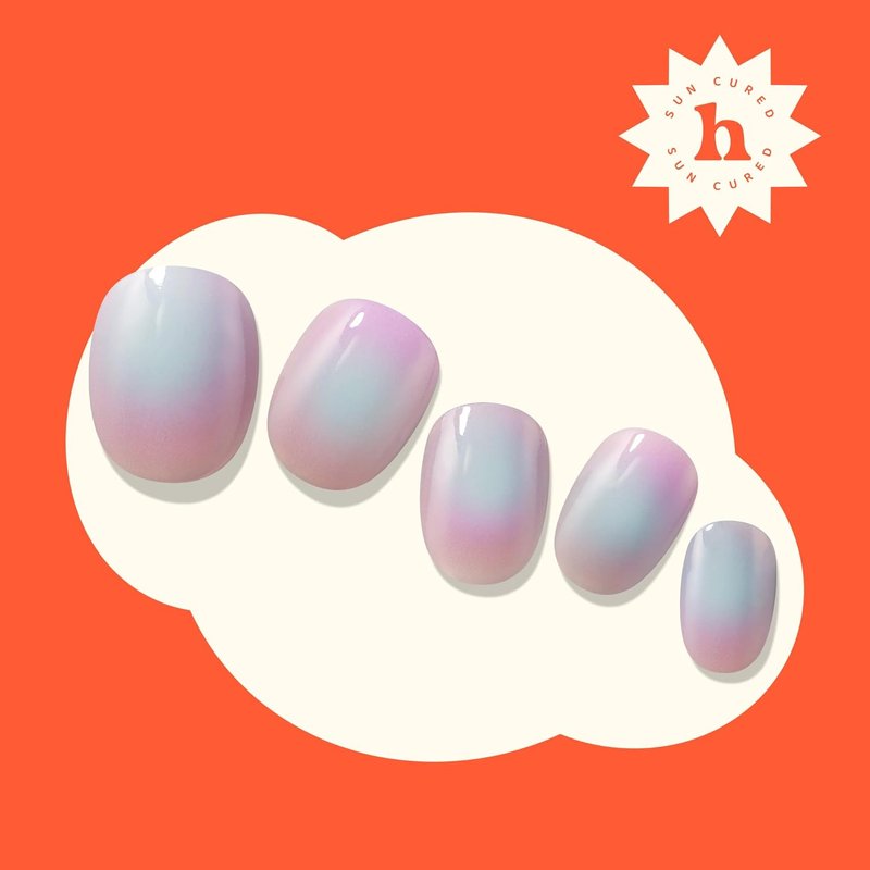 Heyhae Semi Cured Gel Nail Strips - Easy Apply & Remove Salon Quality | Aura Purple | 28 Strips, Prep Pads & Nail File Included