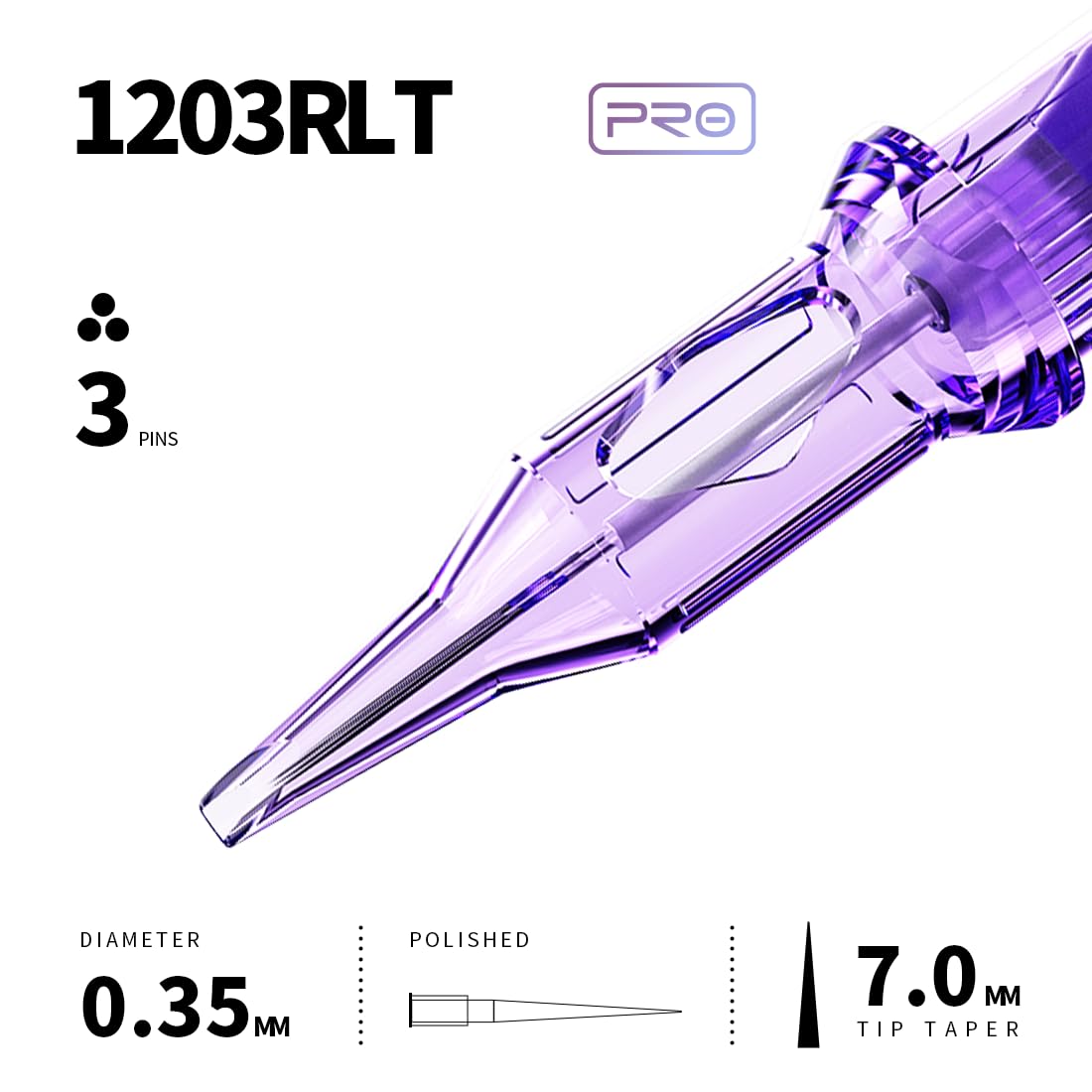 Mast Tattoo Pro Tattoo Cartridge 1203RLT Round Liner Tight 7mm Long Taper Needles 20Pcs Disposable for Realism Detail & Lettering Line Work